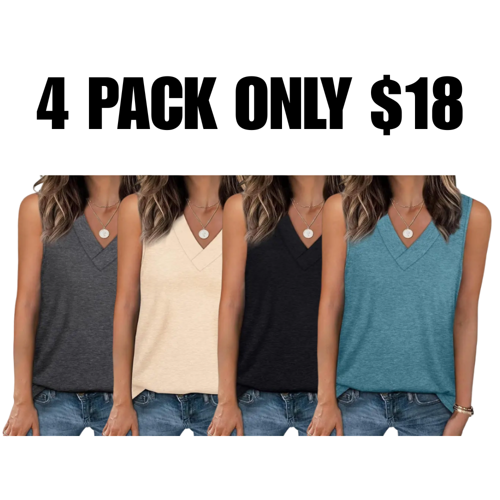 Tank Tops for Women Summer V Neck T Shirts Trendy Sleeveless Basic Tee Loose Fit