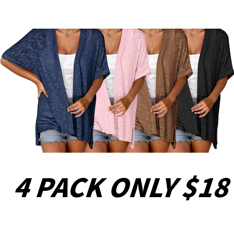 Womens Lightweight Cardigan Short Sleeve Coverup Minimalist
