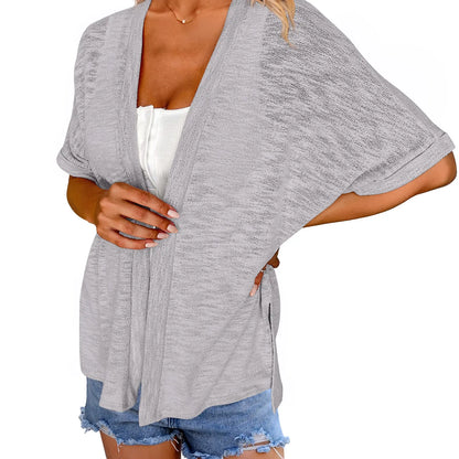 Womens Lightweight Cardigan Short Sleeve  Coverup Minimalist