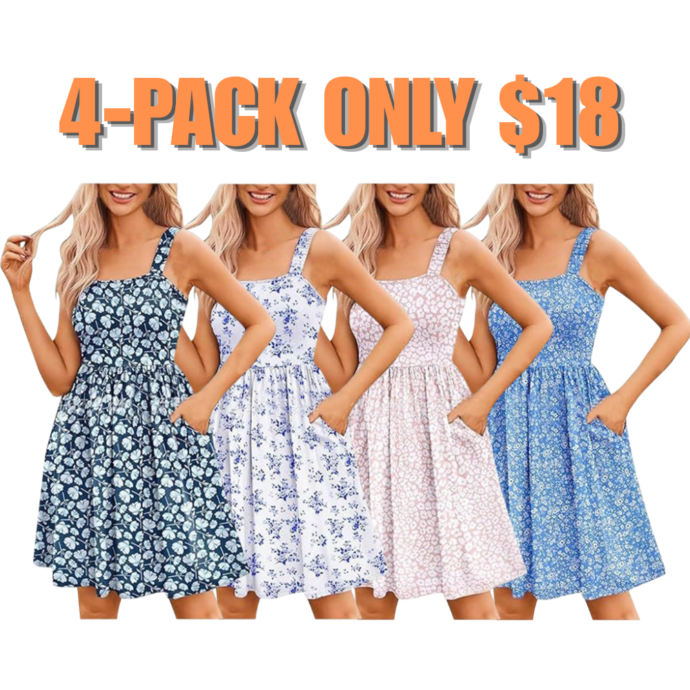 Women's  Floral Square Neck Sleeveless Casual Dress with PocketsDresses Sundress🌸