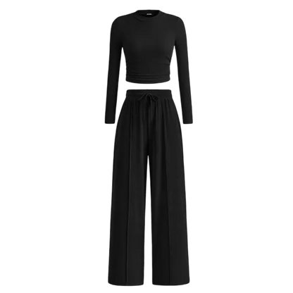 🔥Last Day 89% OFF🔥Women's Winter 2-Piece Set – Warm Top & Wide-Leg Pants