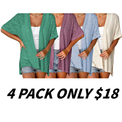 Womens Lightweight Cardigan Short Sleeve  Coverup Minimalist