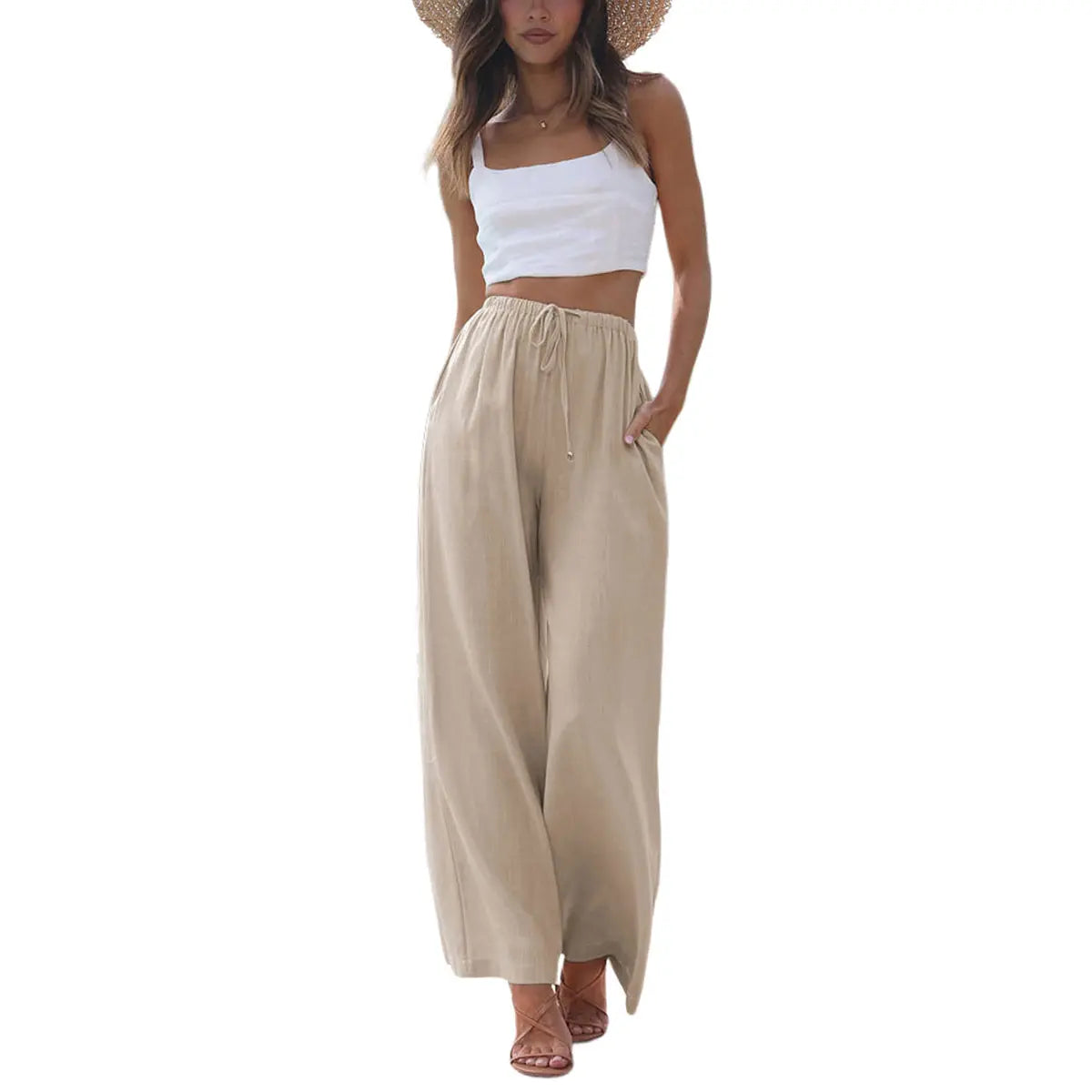Women's Cotton Linen Summer Palazzo Pants