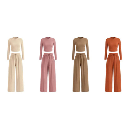 🔥Last Day 89% OFF🔥Women's Winter 2-Piece Set – Warm Top & Wide-Leg Pants