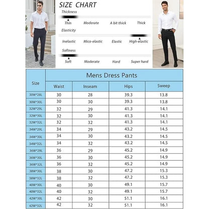 Men Stretch Dress Pants Casual Formal Trousers