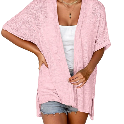 Womens Lightweight Cardigan Short Sleeve  Coverup Minimalist