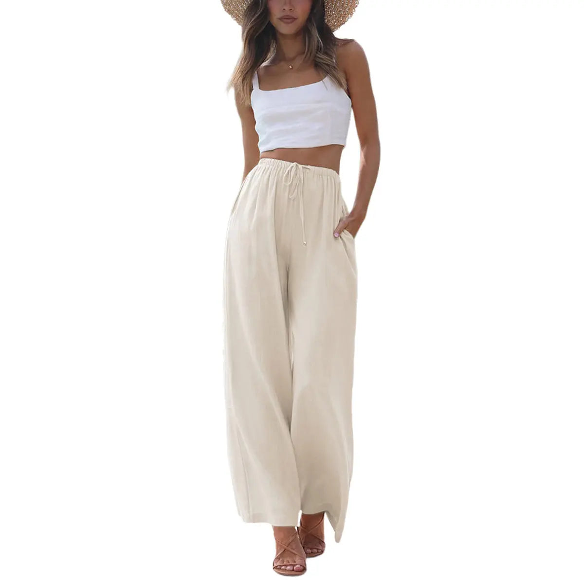Women's Cotton Linen Summer Palazzo Pants