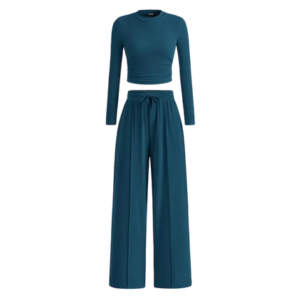 🔥Last Day 89% OFF🔥Women's Winter 2-Piece Set – Warm Top & Wide-Leg Pants