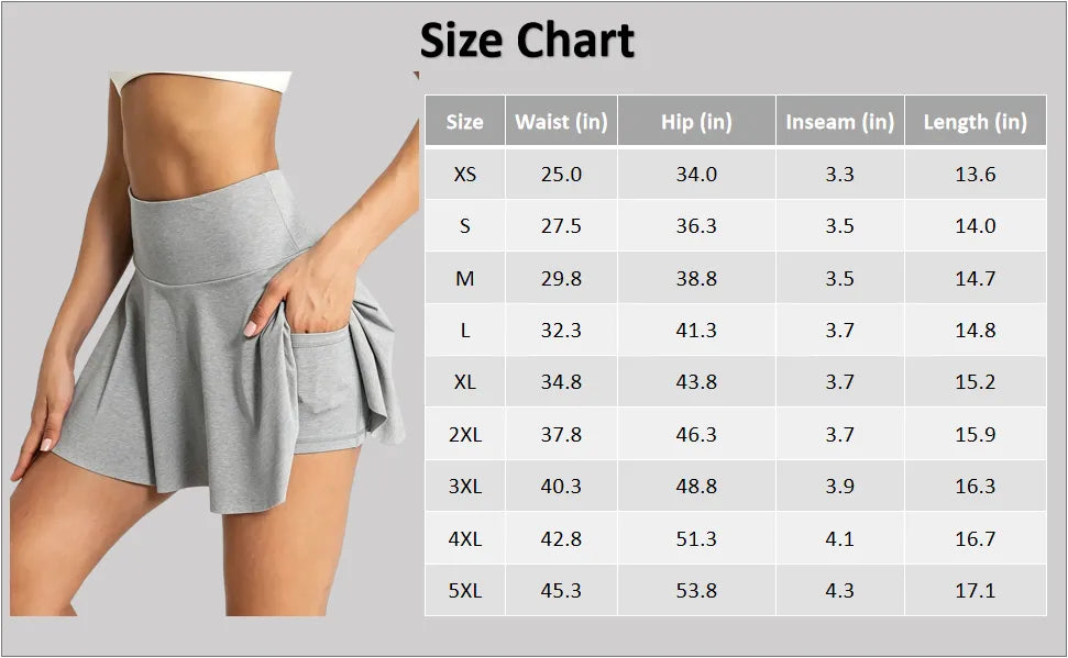 Women's Skirts 2 in 1 High Waist Sports Skirt