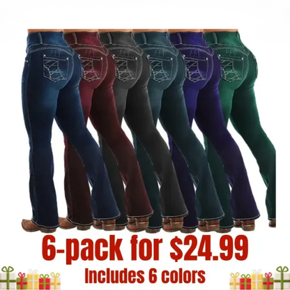 FINAL SALE⚡$24.99 for 6 packs⚡- High-waisted flared denim casual pants (Multiple Colors)