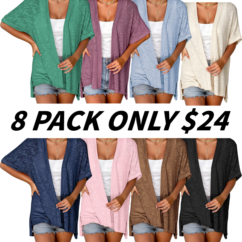 Womens Lightweight Cardigan Short Sleeve  Coverup Minimalist