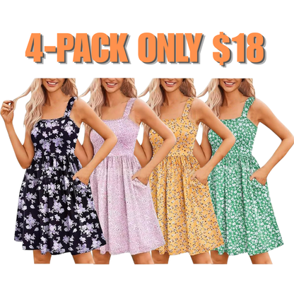 Women's  Floral Square Neck Sleeveless Casual Dress with PocketsDresses Sundress🌸