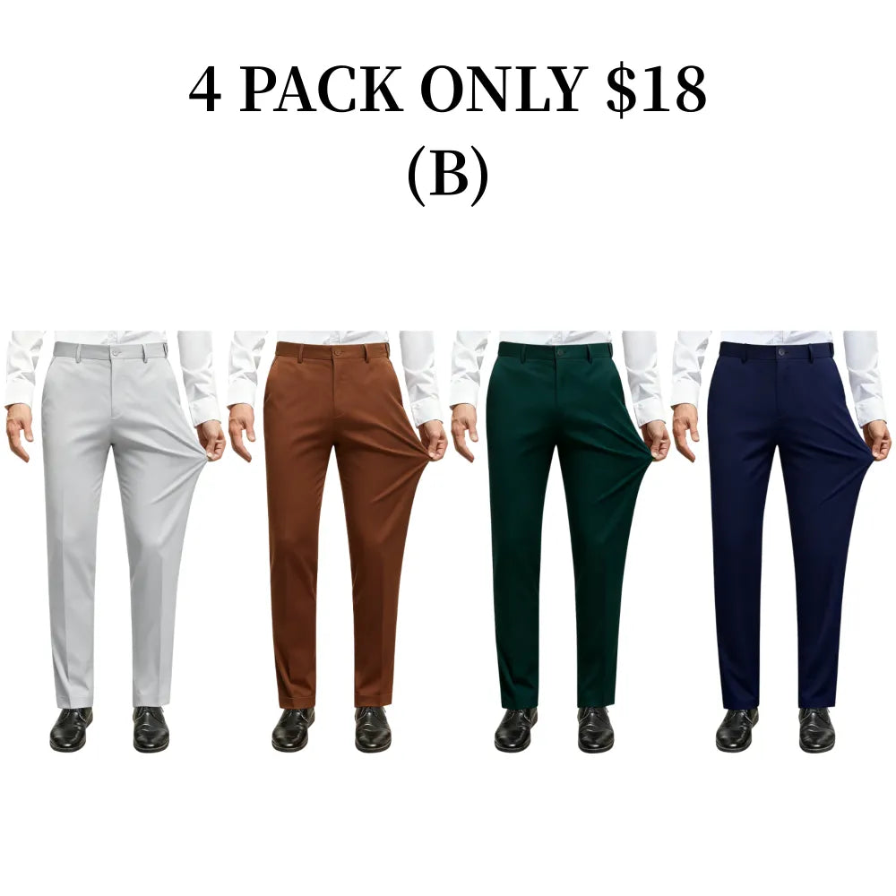 Men Stretch Dress Pants Casual Formal Trousers