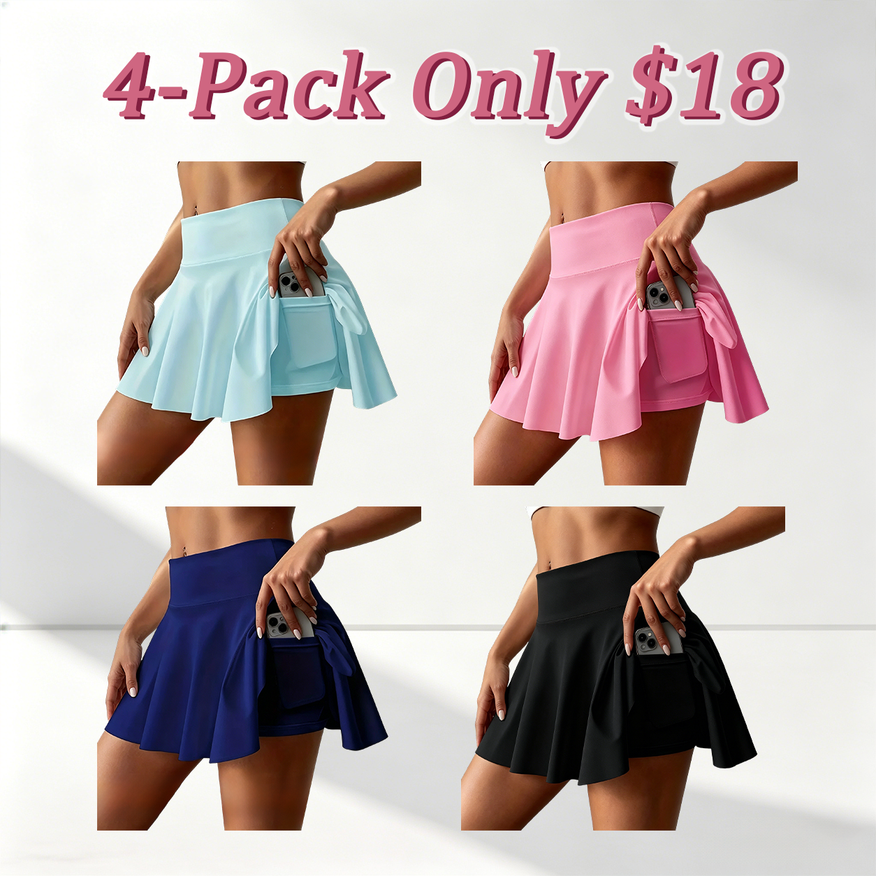 Women's Skirts 2 in 1 High Waist Sports Skirt