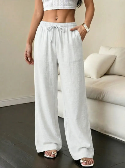 Casual waist-cinching pants suitable for couples and unisex wear, ideal for all seasons; versatile and easy to pair