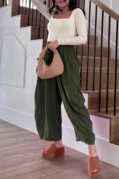 ⏰Hot Sale-Womens Linen Wide Leg Pants Casual Loose Drawstring Low Waist Beach Palazzo Harem Pants with Pockets