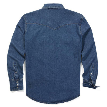 🔥HOT-SALE 🔥Men's Long Sleeve Stone-Washed and Pre-Washed Denim Work Shirt