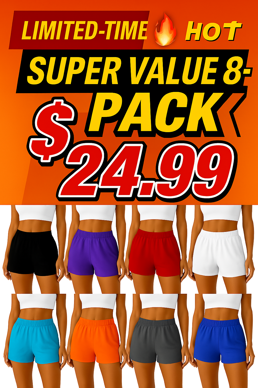 💝Last Day Promotion⚡8 piece ultra high waist back pocket and side hidden pocket 2 in 1 Yoga shorts set 5