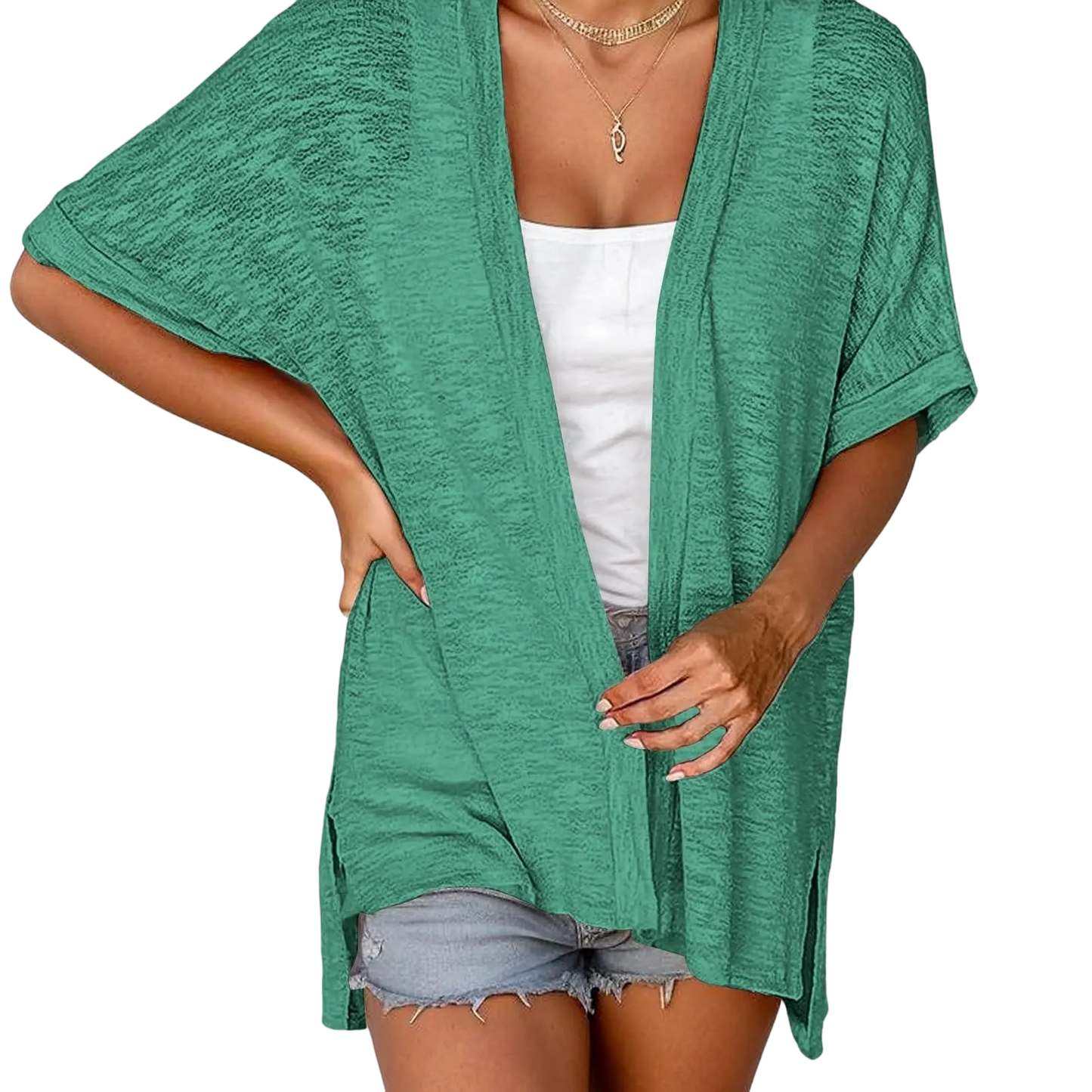 Womens Lightweight Cardigan Short Sleeve  Coverup Minimalist