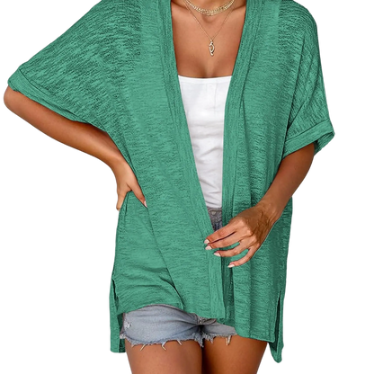 Womens Lightweight Cardigan Short Sleeve  Coverup Minimalist