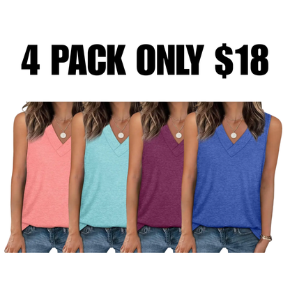 Tank Tops for Women Summer V Neck T Shirts Trendy Sleeveless Basic Tee Loose Fit
