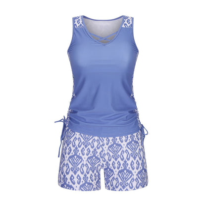 ⏰LAST DAY 90% OFF - Women's 2-Piece Tummy Control Tankini Set with Built-In Bra – Flattering Boho Swimwear with Shorts