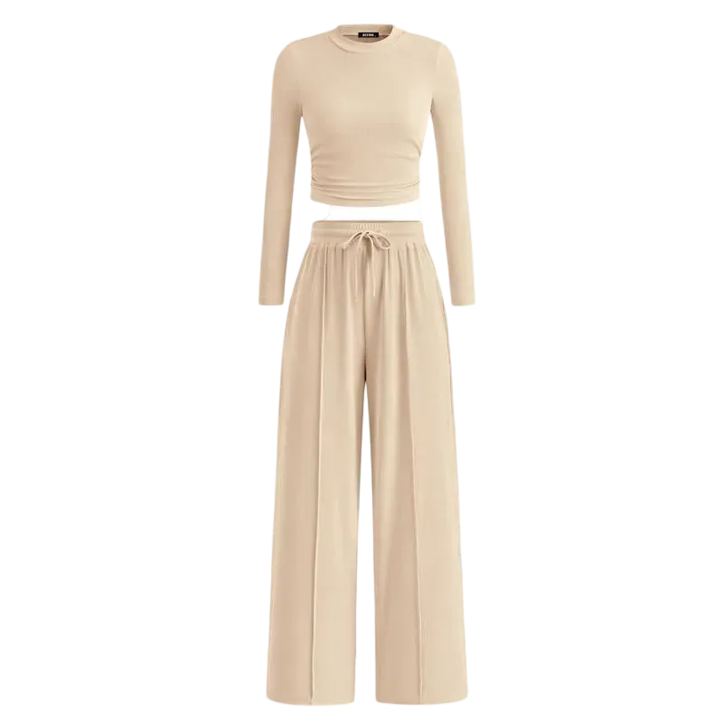 🔥Last Day 89% OFF🔥Women's Winter 2-Piece Set – Warm Top & Wide-Leg Pants