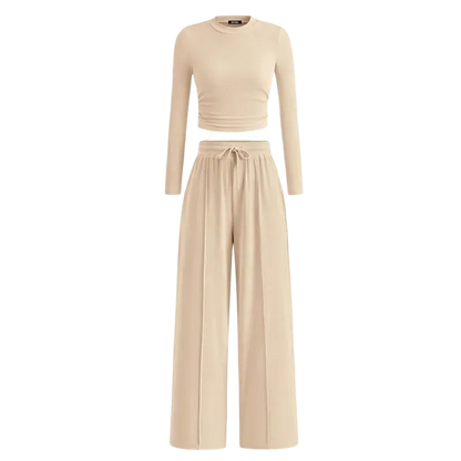 🔥Last Day 89% OFF🔥Women's Winter 2-Piece Set – Warm Top & Wide-Leg Pants