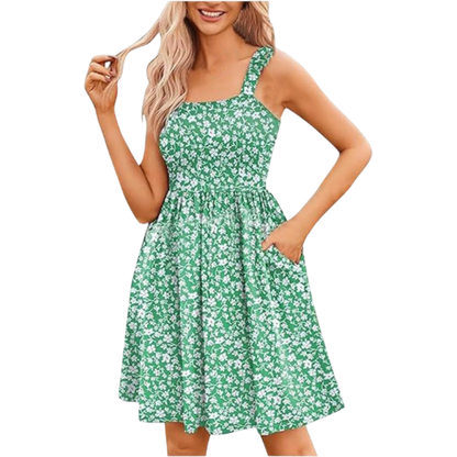 Women's  Floral Square Neck Sleeveless Casual Dress with PocketsDresses Sundress🌸