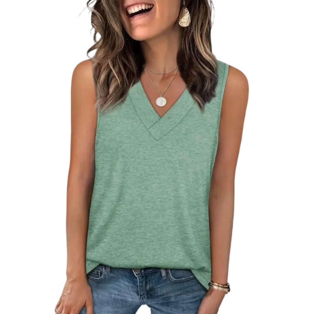 Tank Tops for Women Summer V Neck T Shirts Trendy Sleeveless Basic Tee Loose Fit