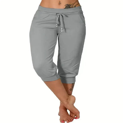 🔥Hot Summer Sale🔥Women’s Drawstring Capri Pants with Pockets for Casual Comfort Wear
