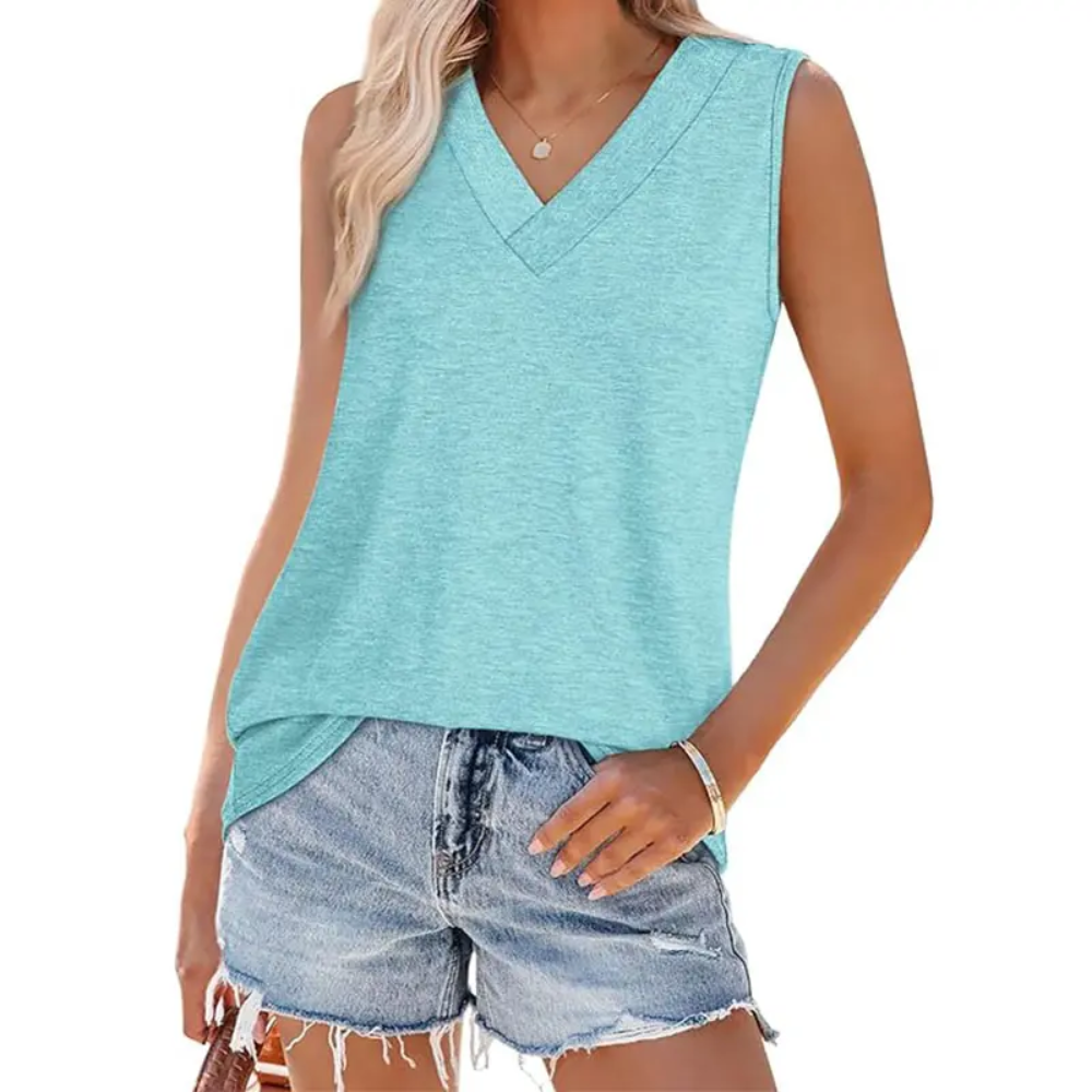 Tank Tops for Women Summer V Neck T Shirts Trendy Sleeveless Basic Tee Loose Fit
