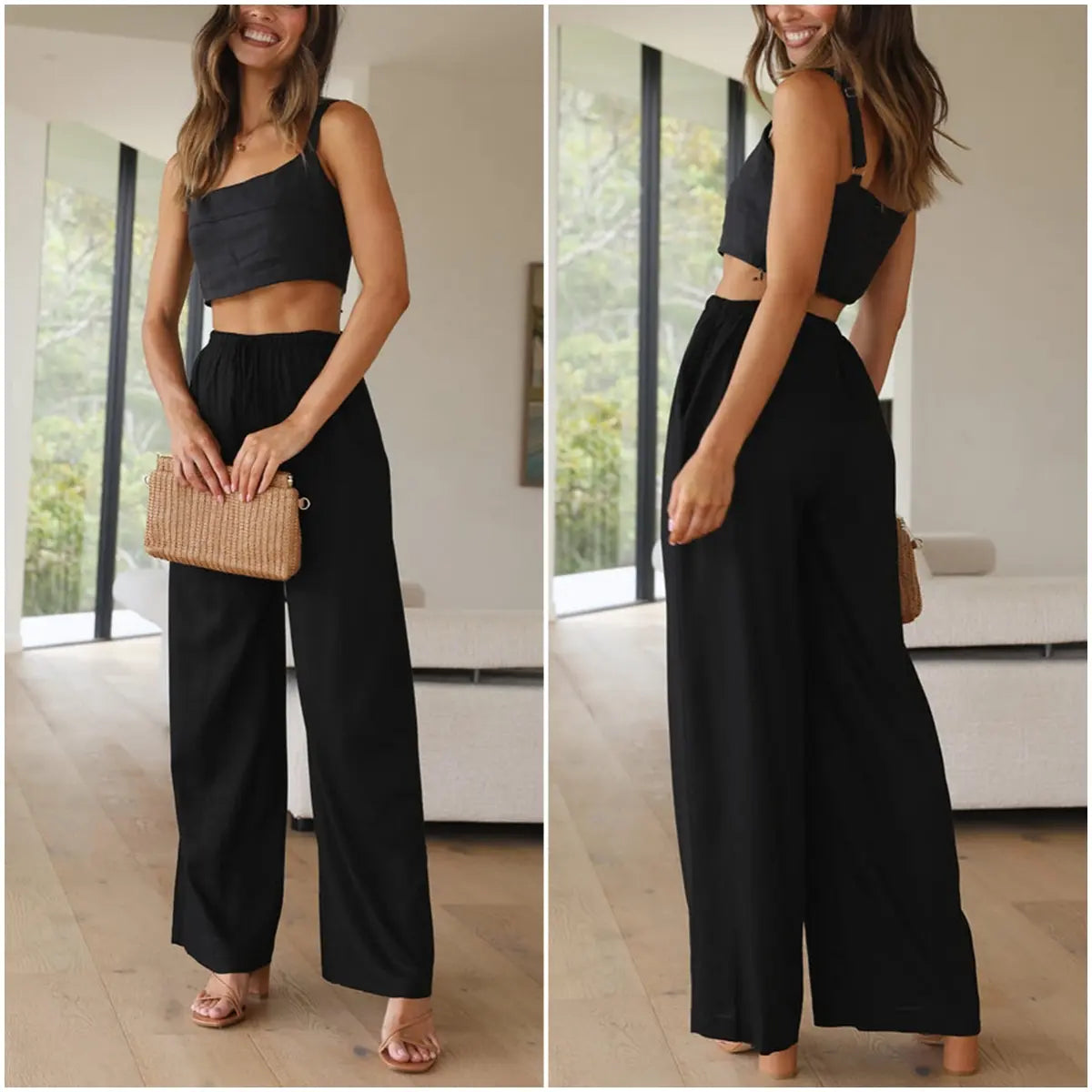 Women's Cotton Linen Summer Palazzo Pants