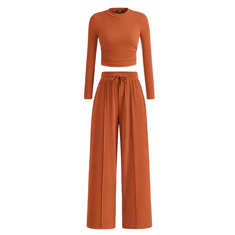 🔥Last Day 89% OFF🔥Women's Winter 2-Piece Set – Warm Top & Wide-Leg Pants