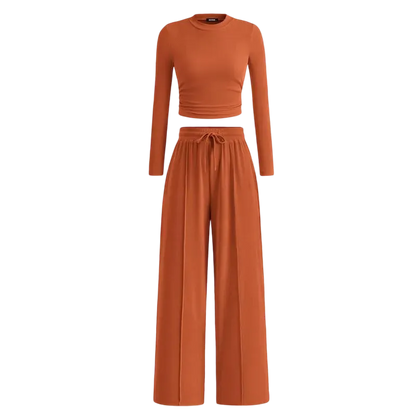 🔥Last Day 89% OFF🔥Women's Winter 2-Piece Set – Warm Top & Wide-Leg Pants