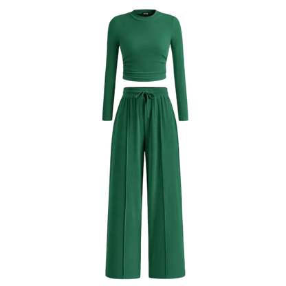 🔥Last Day 89% OFF🔥Women's Winter 2-Piece Set – Warm Top & Wide-Leg Pants