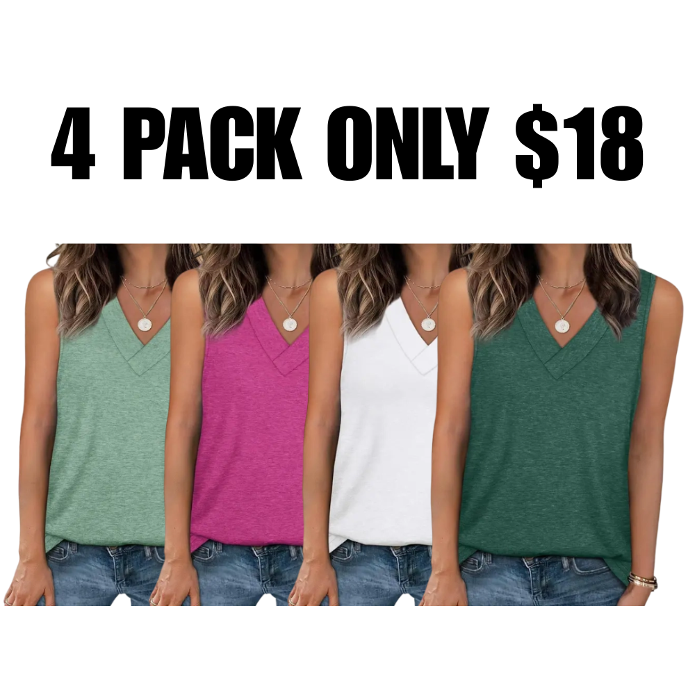 Tank Tops for Women Summer V Neck T Shirts Trendy Sleeveless Basic Tee Loose Fit