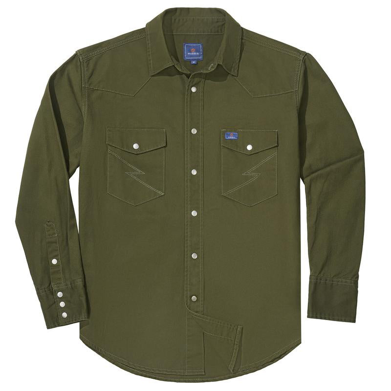 🔥HOT-SALE 🔥Men's Long Sleeve Stone-Washed and Pre-Washed Denim Work Shirt