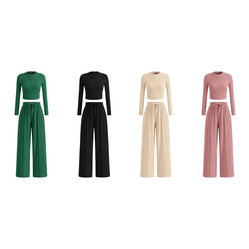 🔥Last Day 89% OFF🔥Women's Winter 2-Piece Set – Warm Top & Wide-Leg Pants