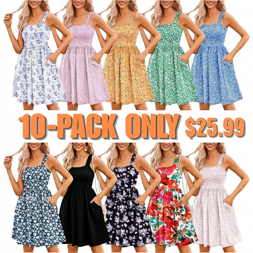 Women's  Floral Square Neck Sleeveless Casual Dress with PocketsDresses Sundress🌸