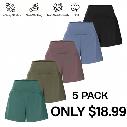 Super High Waisted Back Pocket & Side Hidden Pocket 2-in-1 Yoga Shorts