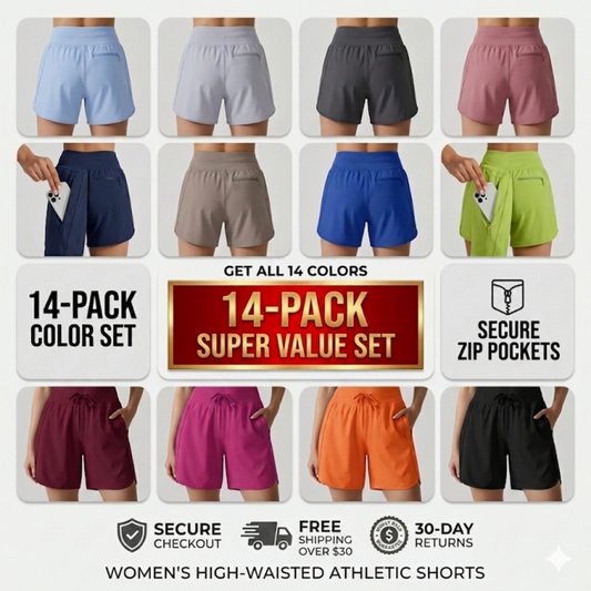 ⏰Hot Sale Women's Active Athletic Long Running High Wasistband Shorts