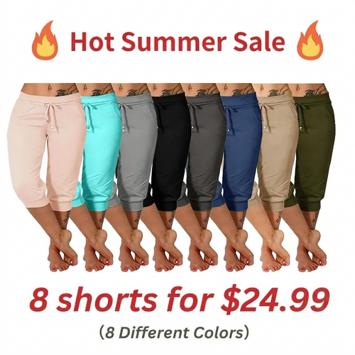 🔥Hot Summer Sale🔥Women’s Drawstring Capri Pants with Pockets for Casual Comfort Wear