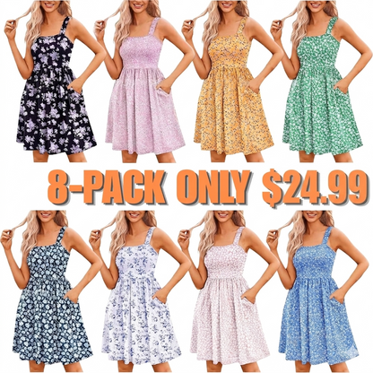 Women's  Floral Square Neck Sleeveless Casual Dress with PocketsDresses Sundress🌸