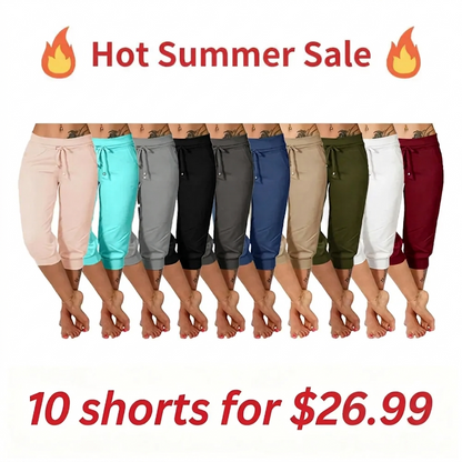 🔥Hot Summer Sale🔥Women’s Drawstring Capri Pants with Pockets for Casual Comfort Wear