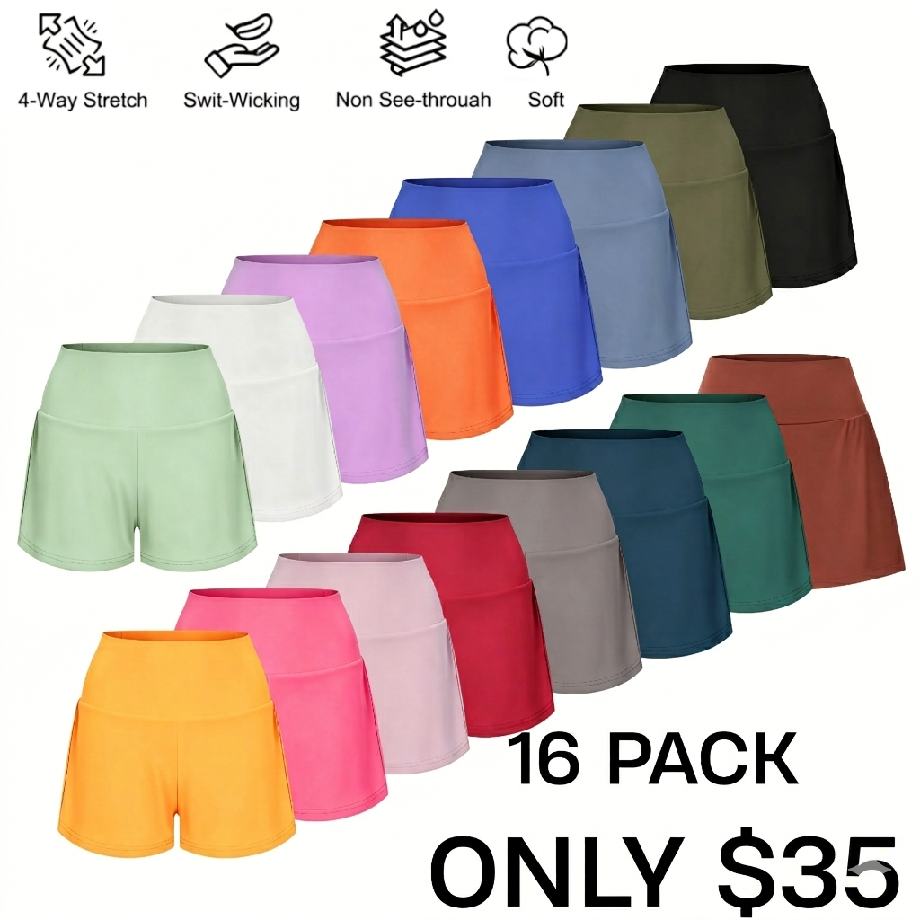 Super High Waisted Back Pocket & Side Hidden Pocket 2-in-1 Yoga Shorts