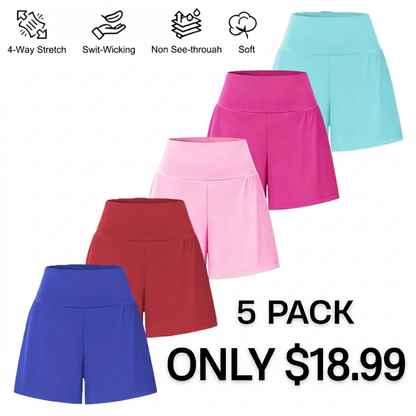 Super High Waisted Back Pocket & Side Hidden Pocket 2-in-1 Yoga Shorts