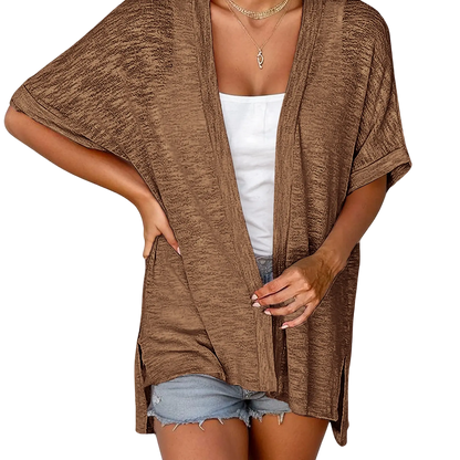 Womens Lightweight Cardigan Short Sleeve  Coverup Minimalist