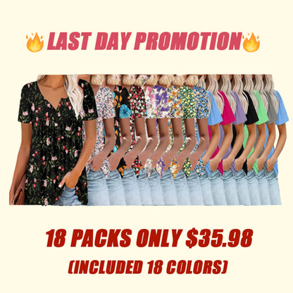 ⏰Hot Sale-Women's Summer Pleated Printed Short-Sleeves
