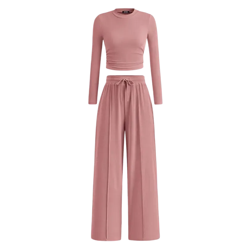 🔥Last Day 89% OFF🔥Women's Winter 2-Piece Set – Warm Top & Wide-Leg Pants